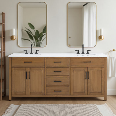 Ensemble de meuble-lavabo double 72 po avec plateau en marbre Shamar