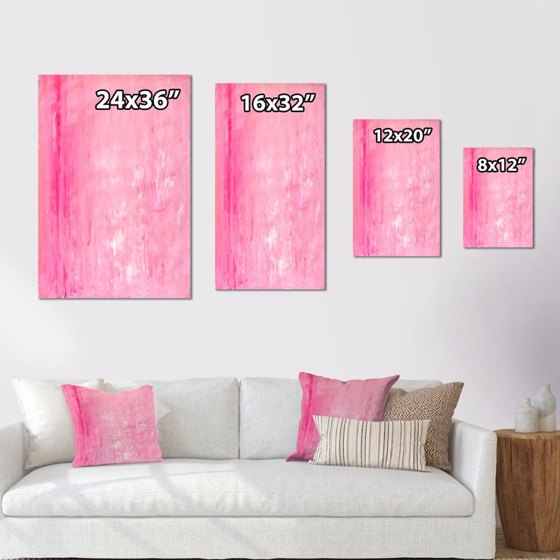 Rose et blanc abstrait, art mural moderne et contemporain sur toile, H 36 po x l 24 po x P 1 po, Toile tendue