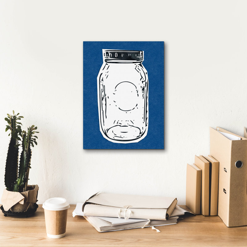 «Pop Art Mason Jar Dark Blue» par Linda Woods, H 16 po x l 12 po x P 0,75 po