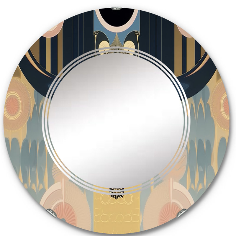 Curcuma - Miroir mural moderne rond, 24 po x 24 po
