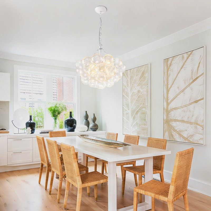 4-light Modern Glass Bubble Chandelier, 24"d, White