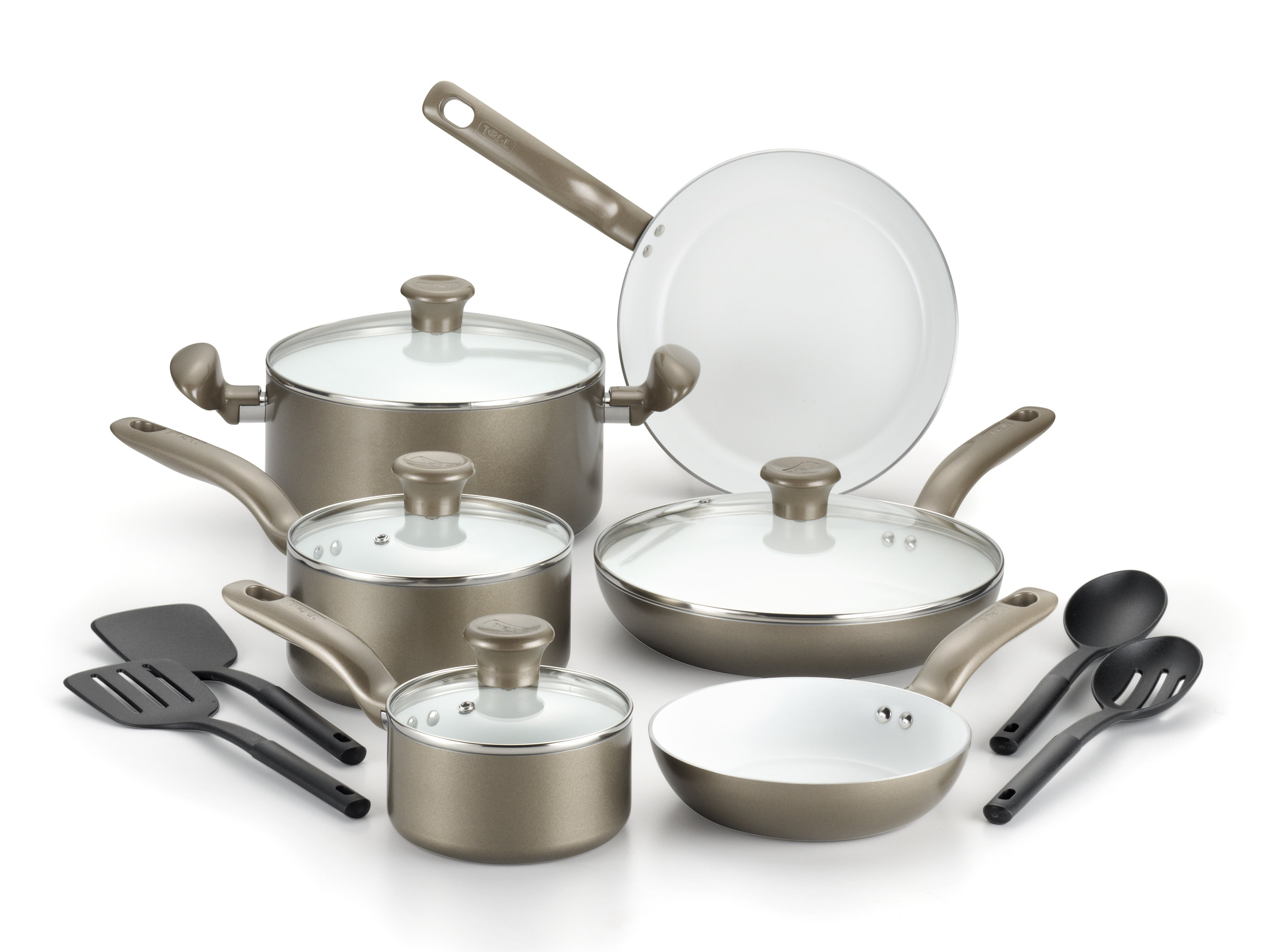 T-Fal Initiatives 14 Piece Aluminum Non Stick Cookware Set & Reviews ...