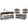 Table basse avec 2 tables de bout et console avec 3 tabourets
