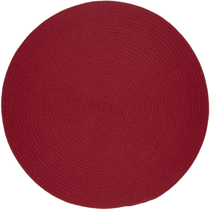 Tapis décoratif rouge foncé tressé à la main Smyth, Rond 10 pi