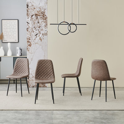 Suede/Faux Leather Modern Upholstered Dining Chair with Metal Frame