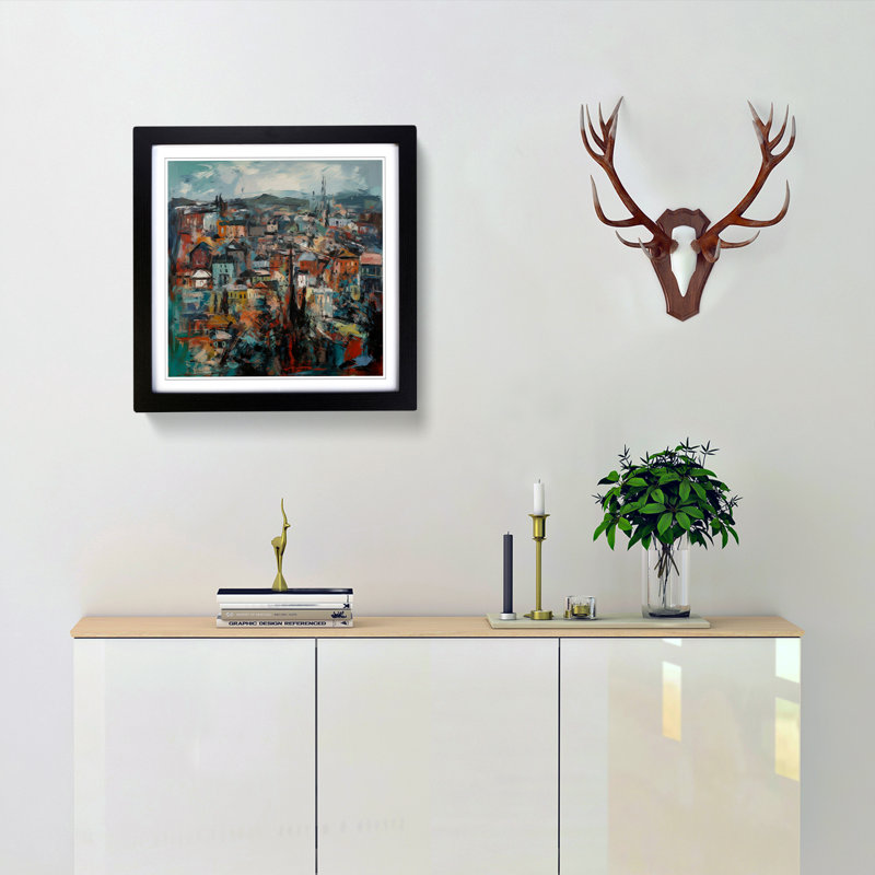 City Of Belfast Abstract Expressionism No.2 - Single Picture Frame Print on Wood, Black