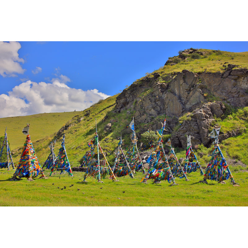 Shaman Adak Tree, Prayer's Flag, Mongolia 1 Piece Wrapped Canvas Wall Art, 20cm H x 30cm W x 3.8cm D