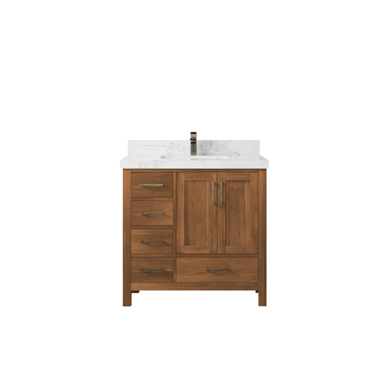 Ensemble de meuble-lavabo simple 36 po Malibu, Calacatta Nuvo Quartz