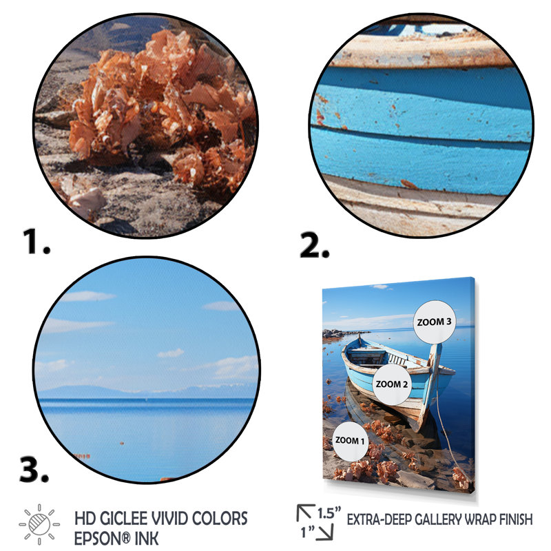 «Ludovico Blue Boat Serenity II», reproduction sur toile, H 32 po x l 16 po x P 1 po, Toile tendue