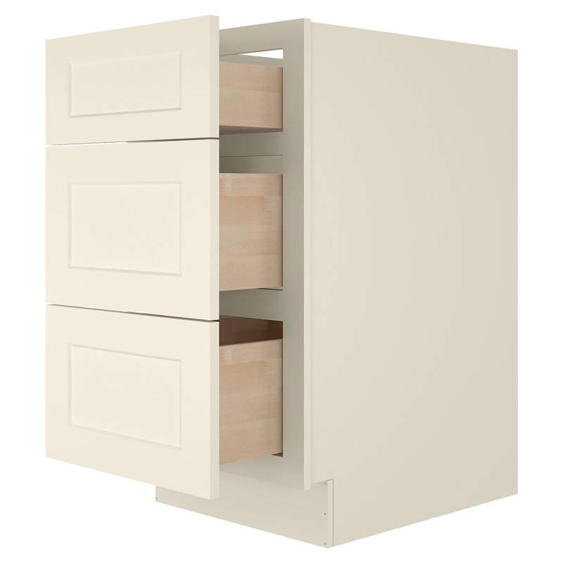 Ready To Assemble Base Cabinet Style 3-drawer, 34.5" H x 36" W, Shaker Antique White