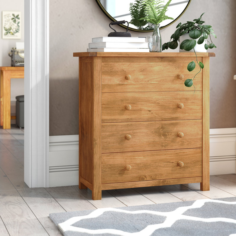 Pompey 90 cm W Chest of 4 Drawers, Waxed