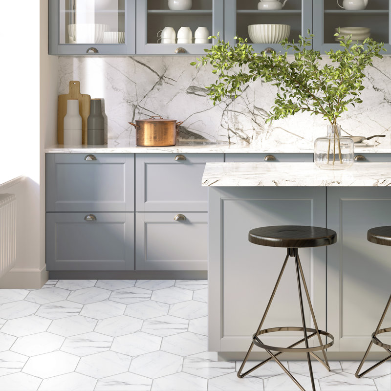 BioTech 11" x 13" Porcelain Marble Look Wall & Floor Tile