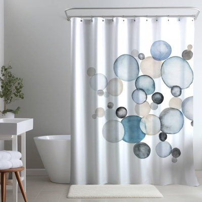 Britte Geometric – Polyester Shower Curtain, Dye Sublimation Print, 71" W × 74" L