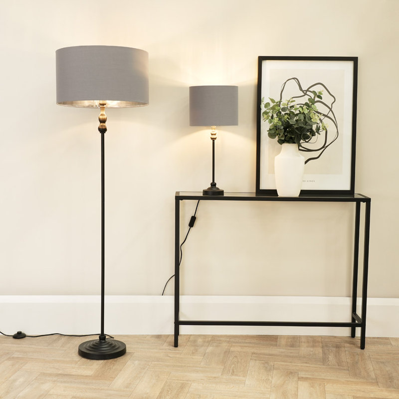 Reselva 151cm Traditional Floor Lamp, Grey, Black