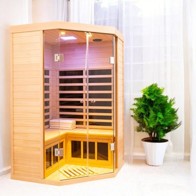 KISRAIS 2 - Person Indoor Bluetooth Compatible FAR Infrared Sauna in Hemlock