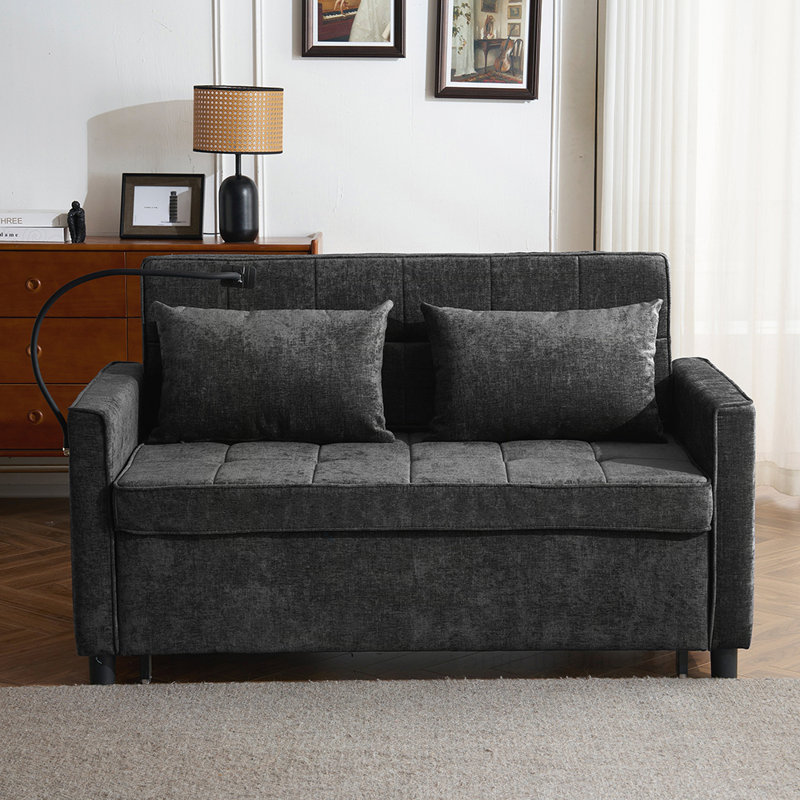 Loveseat Sofa Pull-Out Sofa Bed Sleeper Sofa, Black