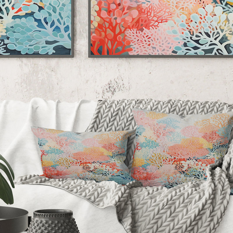 Coral Reef Barrier Expression - Coastal Coral Under Water Printed Throw Pillow