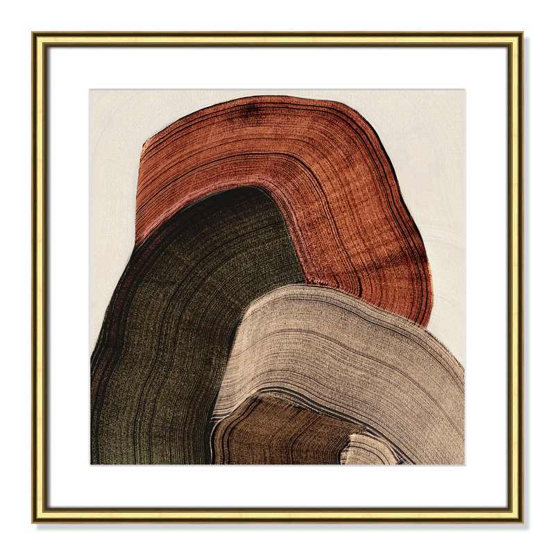«Folded Earth I» par Casa Fine Arts, L 24,75 po x H 24,75 po, Imprimé mat, Or classique