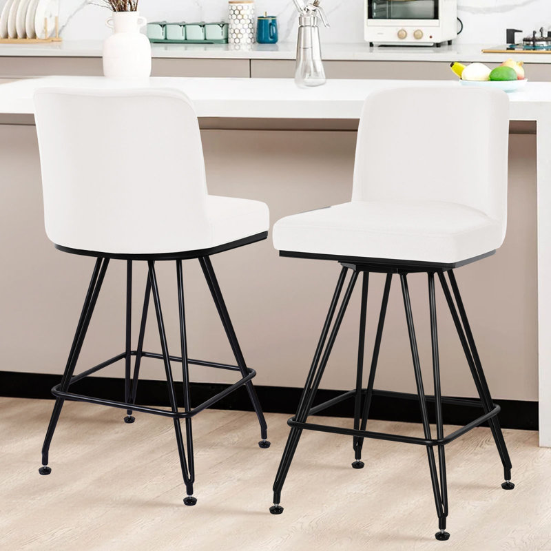 Tabouret de comptoir pivotant 26 po Julie, Blanc, 2