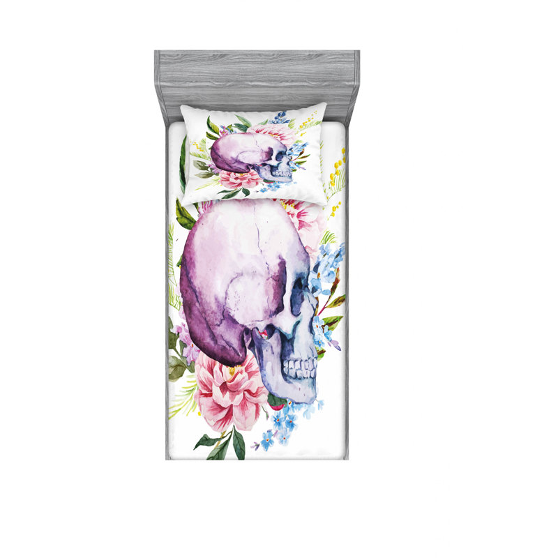 Microfiber Floral Sheet Set, Twin XL Sheet Set with Fitted Sheet