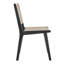 Chaise d'appoint en bois naturel et noir avec dossier partiellement ouvert