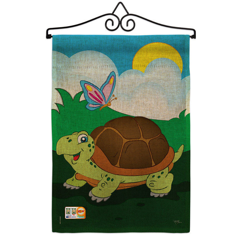Drapeau de jardin 2 côtés en polyester 1,5 x 1,1 pieds turtle en toile jute nature vie sauvage impressions sauvages