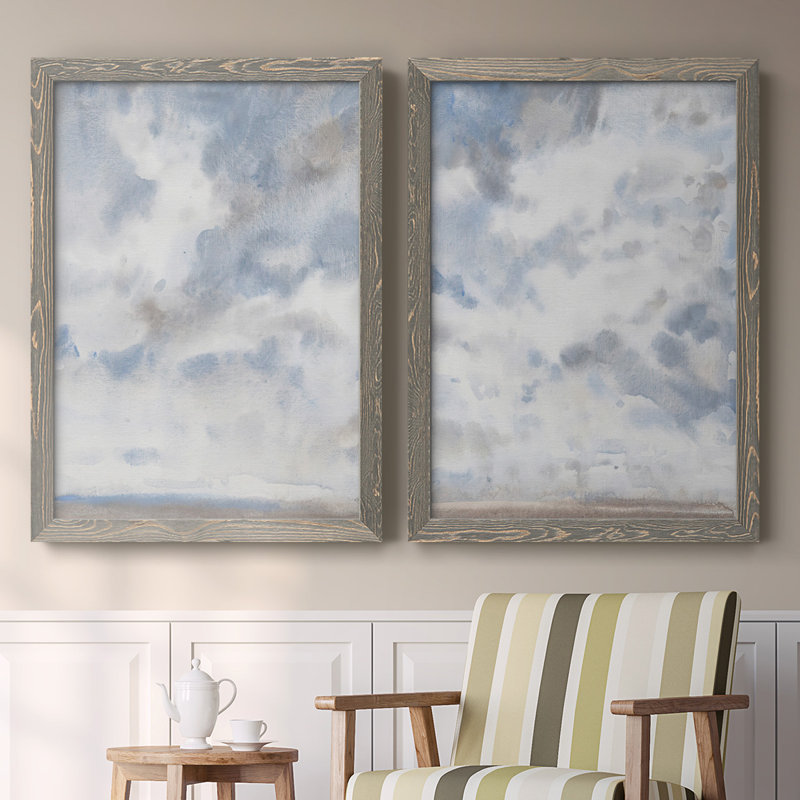 Toile encadrée bleu ciel de qualité supérieure - prête à être suspendue, H 27,5 po x l 75 po x P 1,5 po, Gris
