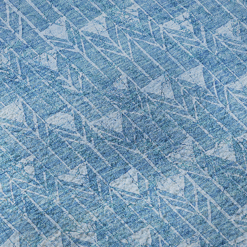 Tapis bleu lavable 5 pi x 7 pi 6 po Cerrito Premium lavable à la machine, Rectangulaire 3 pi x 5 pi