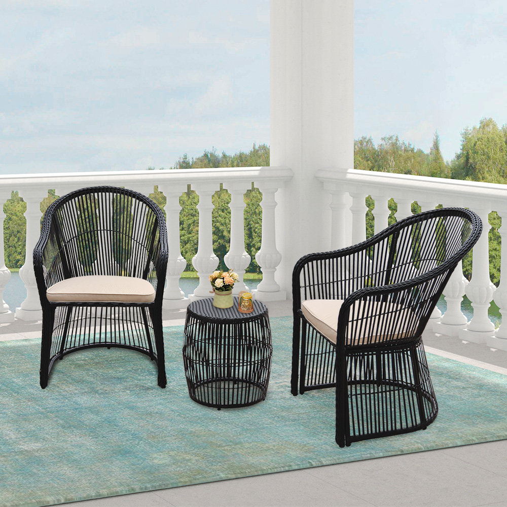 2-Person Patio Seating Group, Black
