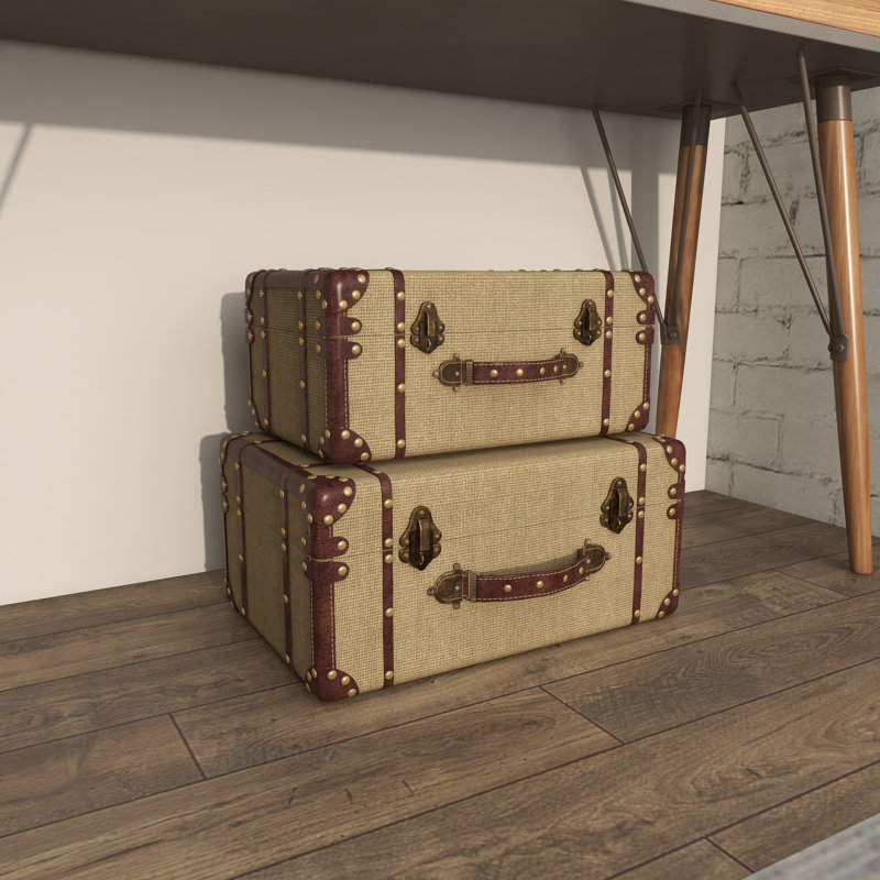 Ensemble de coffre décoratif rembourré en bois Hamachi