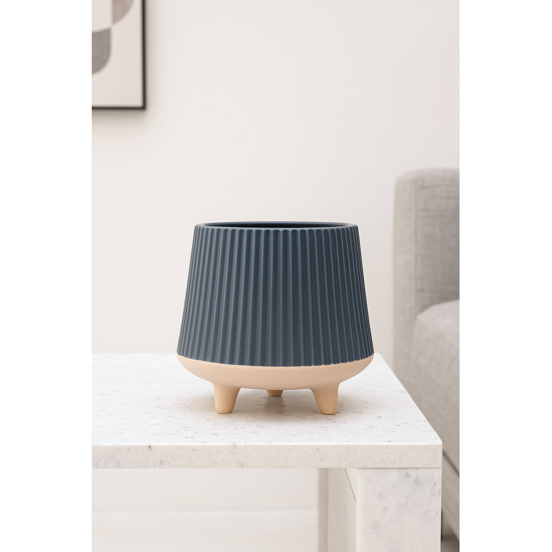 Ceramic Ribbed Footed Planter