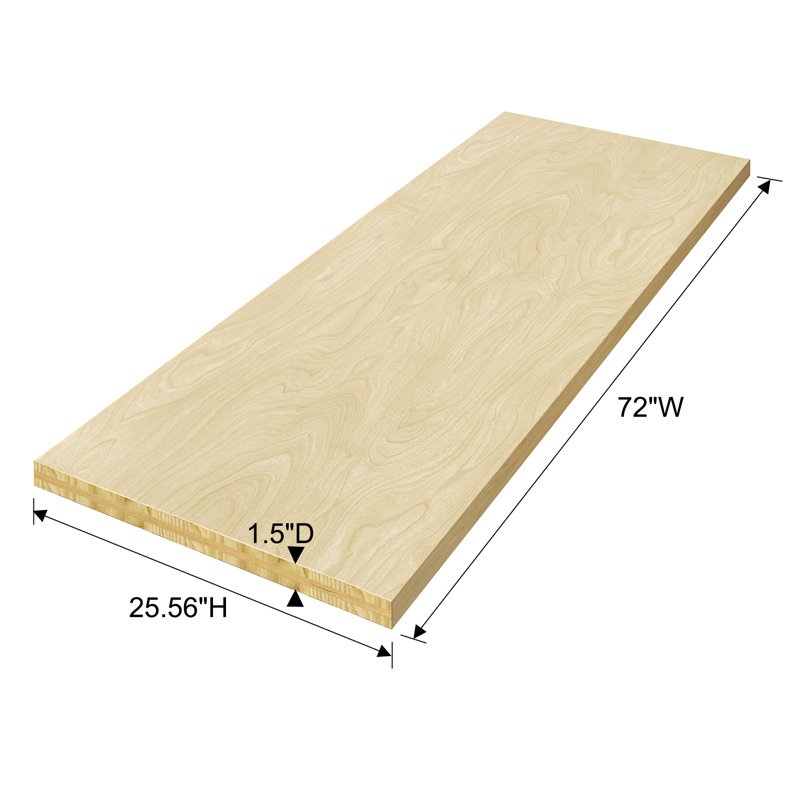25.5'' D Solid Wood Rectangular Table Top, 1.5" H x 72" W x 25" D