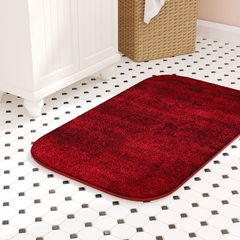 Mccluney Soft Nylon Machine Washable Non- Slip Bath Rug/Mat, 22" W x 60" L, Chili Pepper Red