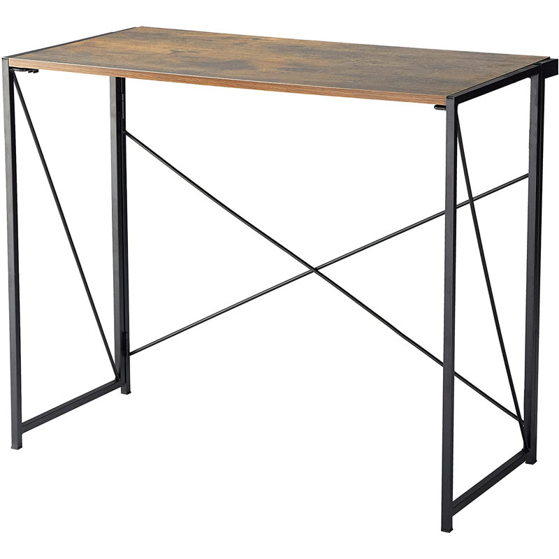 Metal Base Writing Desk, Brown/Black