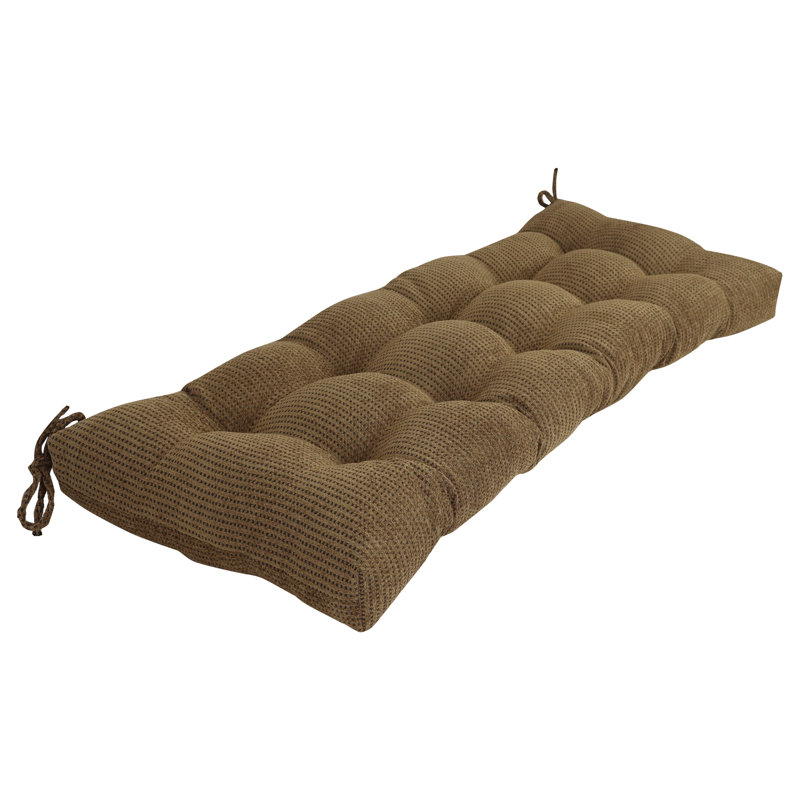 Coussin de banc capitonné en jacquard chenille, Pois bruns, L 46 po x P 19 po
