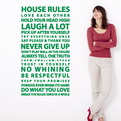 Décalcomanie murale citation "house rules"