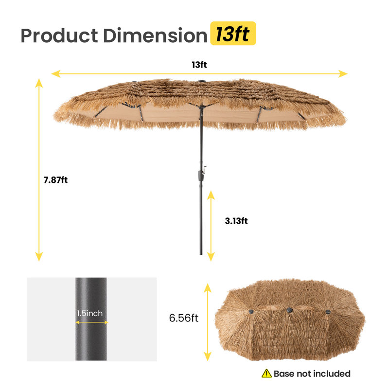 Parasol en chaume 13 pi style hawaïen