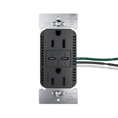 radiant 15A Tamper Resistant 65W Power Delivery USB Type C Duplex Outlet