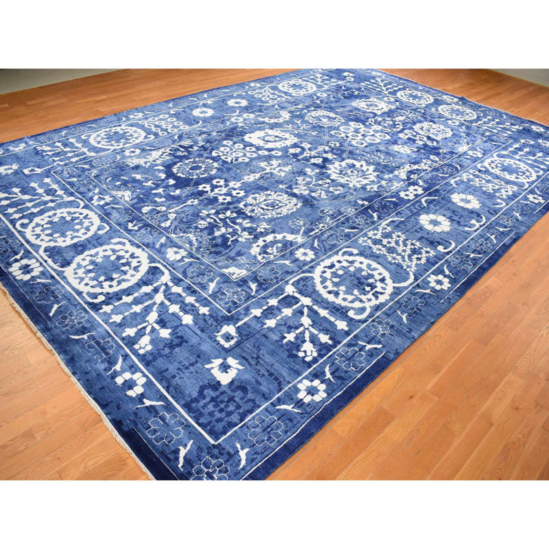 Wildred One-of-a-Kind 12'2" X 18'3" New Age Silk Area Rug Blue