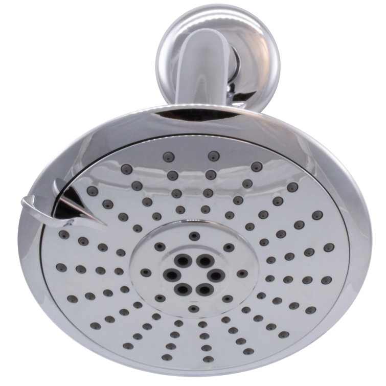 5" Round Thin 5-Function Adjustable Spray Shower Head with 8" Wall Mount Arm