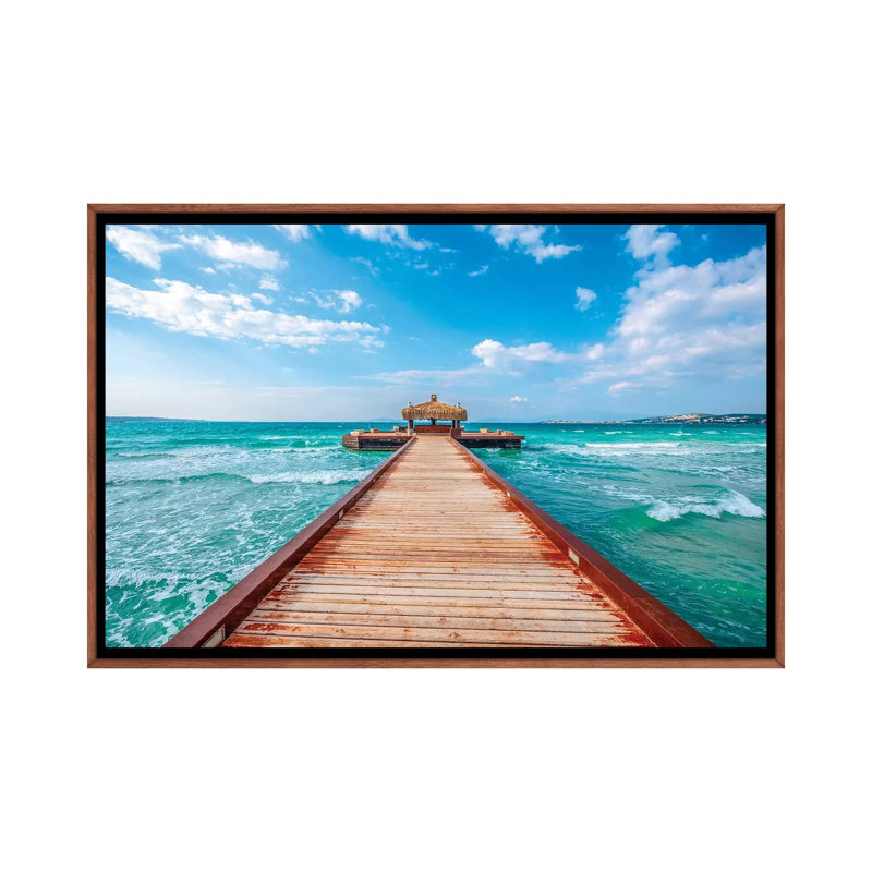 Windy Sea by Nejdet Duzen - Print on Canvas, 66.04 cm H x 45.72 cm W, Classic Brown Wood Framed