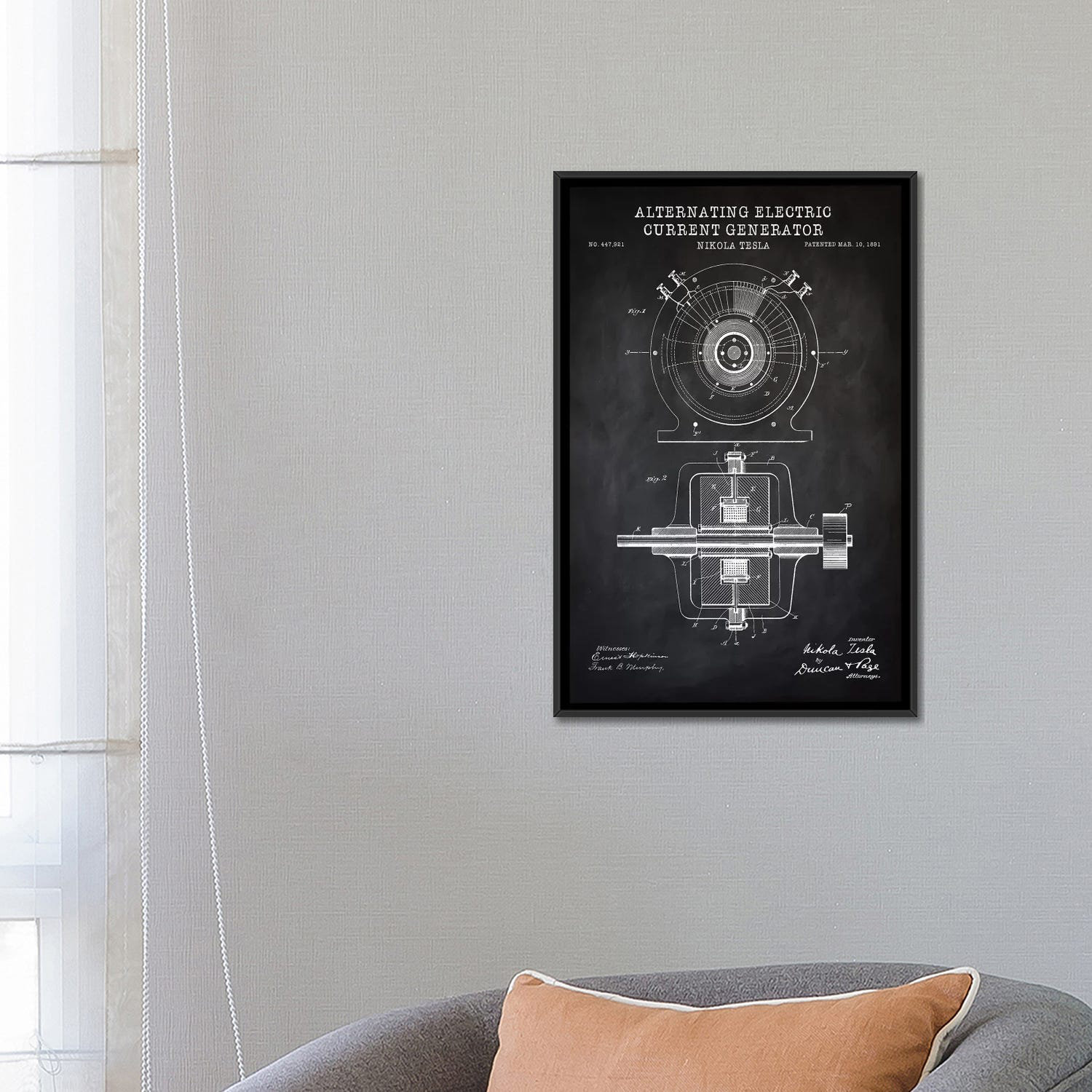 Nikola Tesla 1891 Alternating Current Electric Generator Patent Print – Vintage – 24 Lb Parchment-475520
