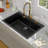 33" Drop-In Black Granite Composite Kitchen Sink with Accessories