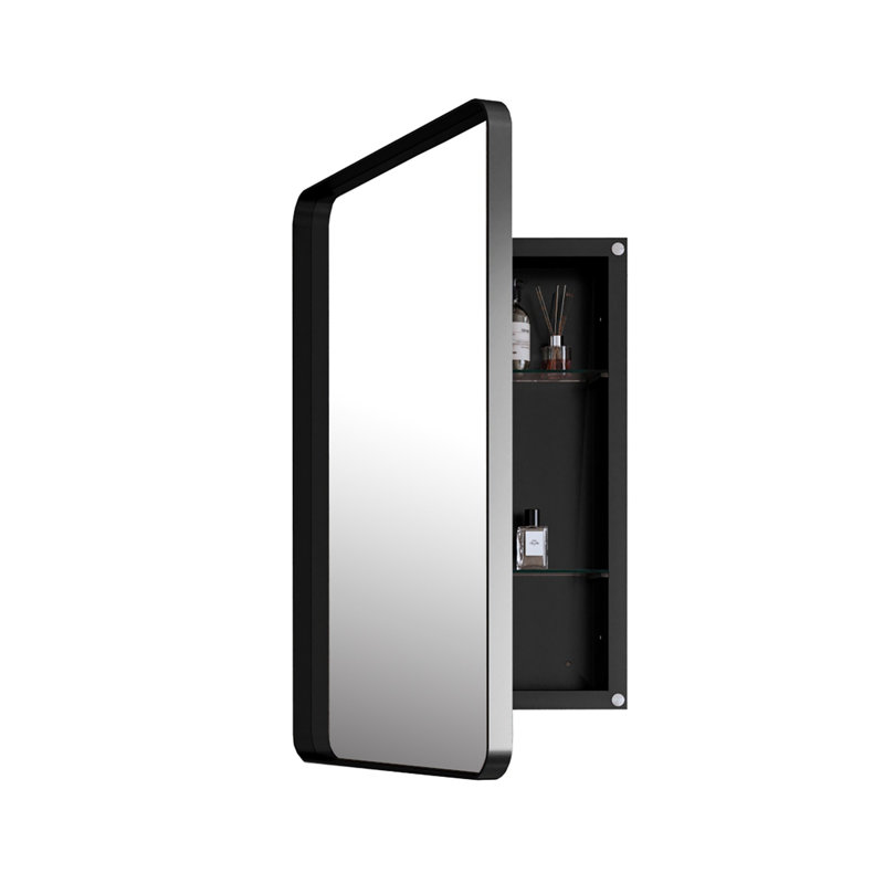 Armoire de salle de bain en métal avec miroir et tablettes réglables