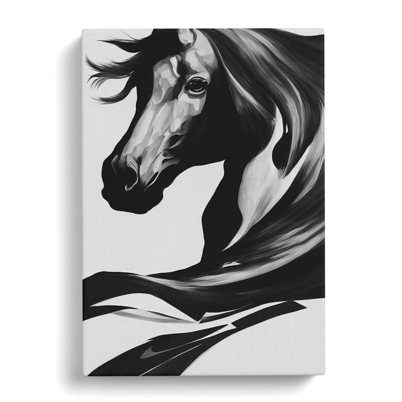 Monochrome Horse No.5 - Wrapped Canvas, 50cm H x 35cm W x 3cm D