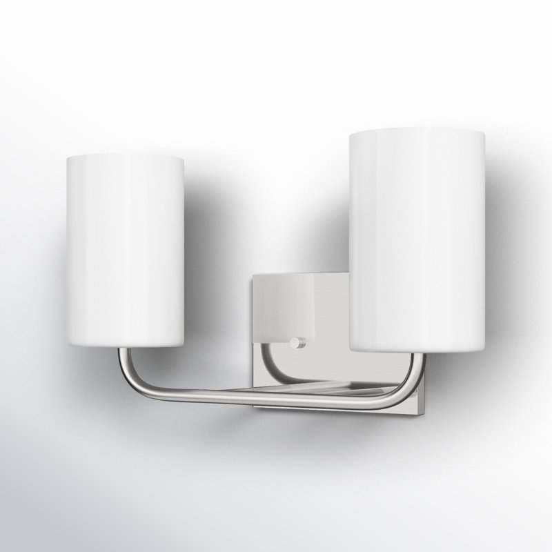 Éclairage pour meuble-lavabo à 2 lumières Vincente, Acier brossé, Non
