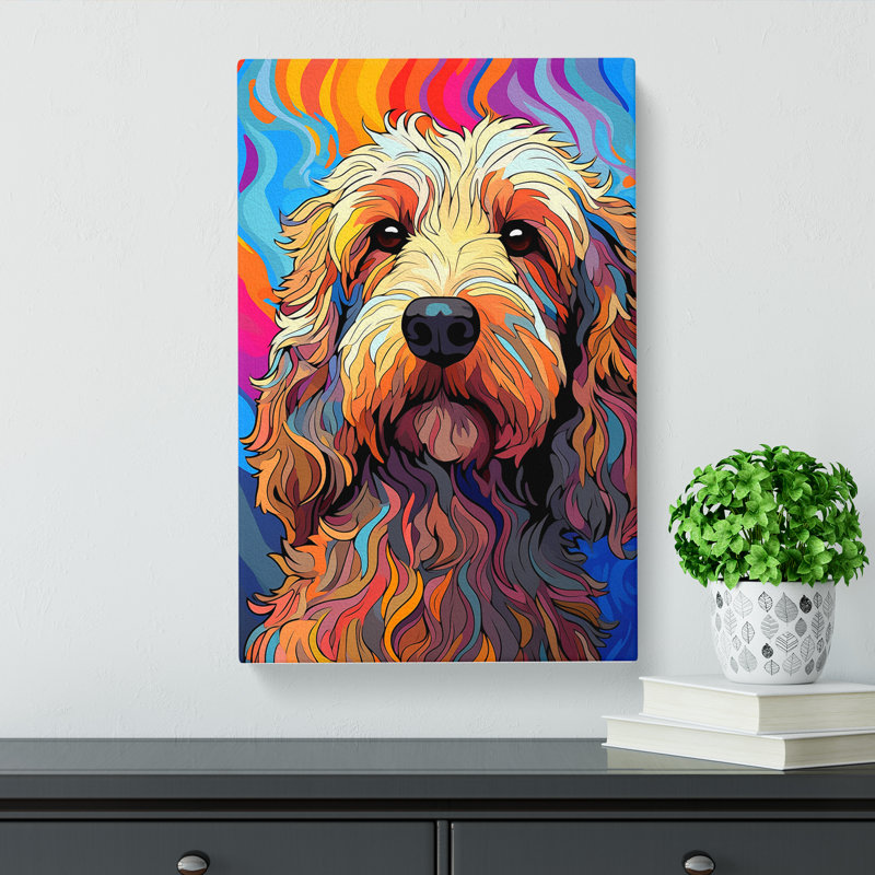 Labradoodle Op No.4 - No Frame Print, 50cm H x 35cm W x 3cm D