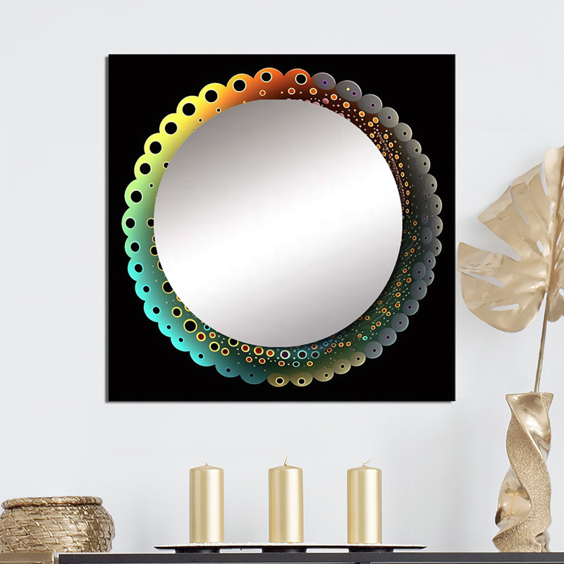 Iridiscdent pointillisme spirale rétro arc-en-ciel V, 23 po x 23 po