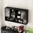 47.25" Four-Door Glass Wall Cabinet Storage, Wall-Mounted,Suitable For Kitchen, Living Room, Bathroom(Black)-1333838667