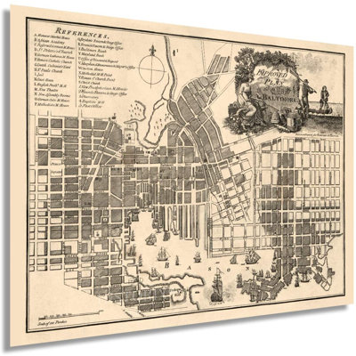 " Vintage 1804 Baltimore Map Poster "
